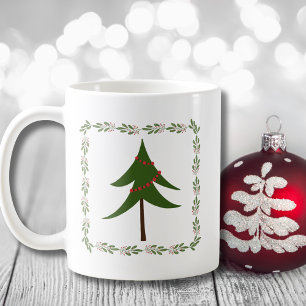 Caneca De Café Árvore de Natais vintages retrorreflectores e zona