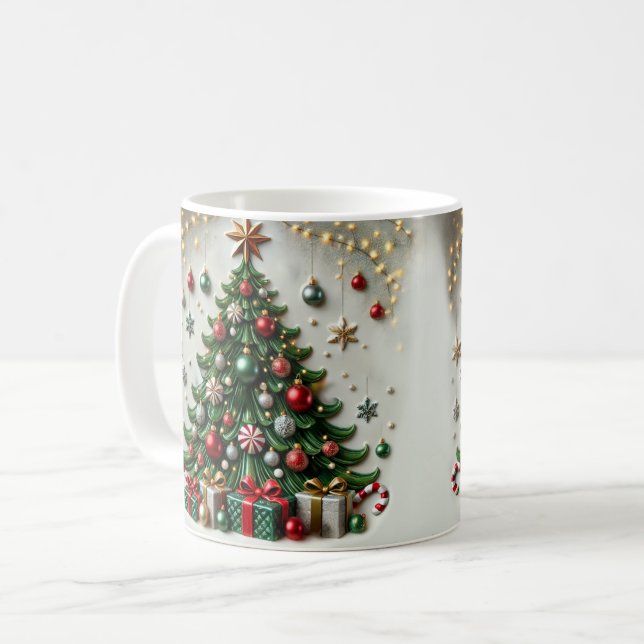Caneca De Café Árvore de Natal (Frente Esquerda)