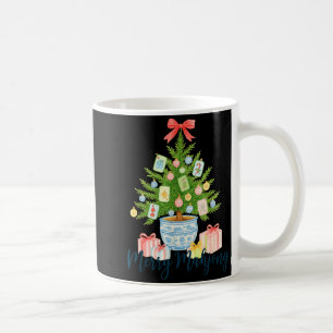 Caneca De Café Árvore de Natal Alegre Mahjong Chinoiserie Férias
