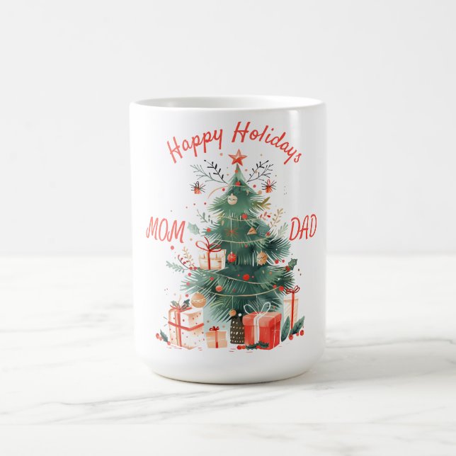 Caneca De Café Árvore de Natal Apresenta Mãe Branca e Pai (Centro)