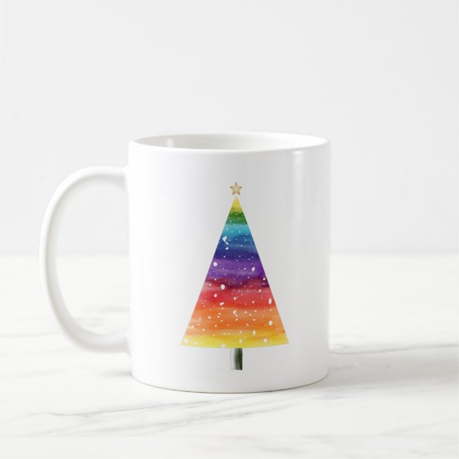 Caneca De Café Árvore de natal arco-íris (Esquerda)