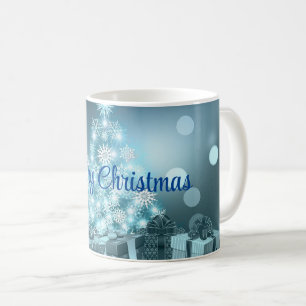 Caneca De Café Árvore de Natal Azul, Floco de Neve