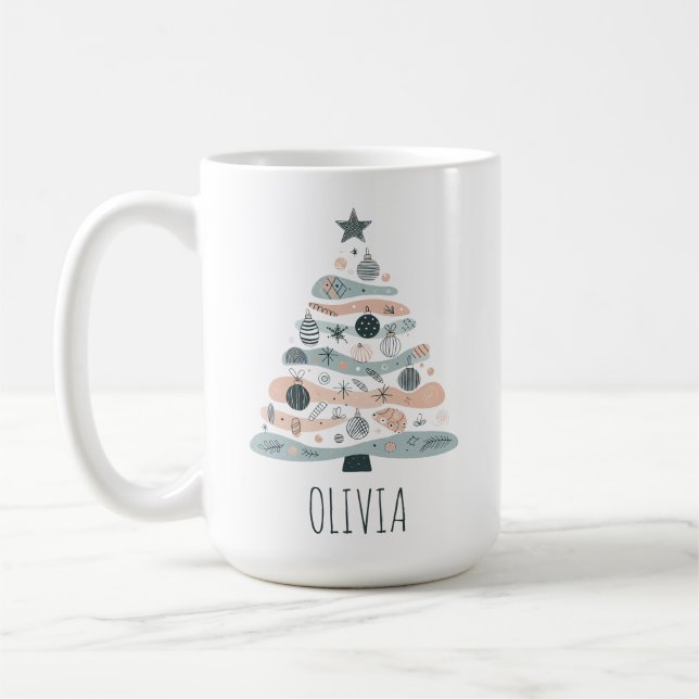 Caneca De Café Árvore de Natal Bonita Boho (Esquerda)
