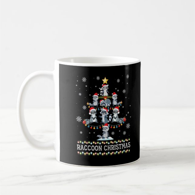 Caneca De Café Árvore de Natal Bonita Raccoon Pajama Corresponden (Esquerda)