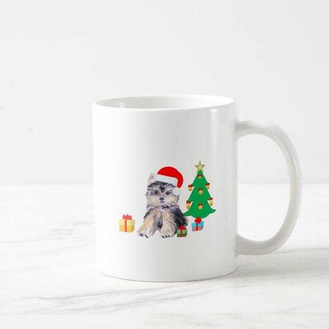 Caneca De Café Árvore de Natal, cão de cachorrinho Yorkshire e pr (Direita)