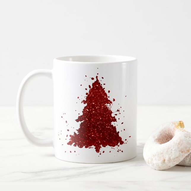 Caneca De Café Árvore de Natal Clássica | Vermelho De Crimson Ric (Com Donut)