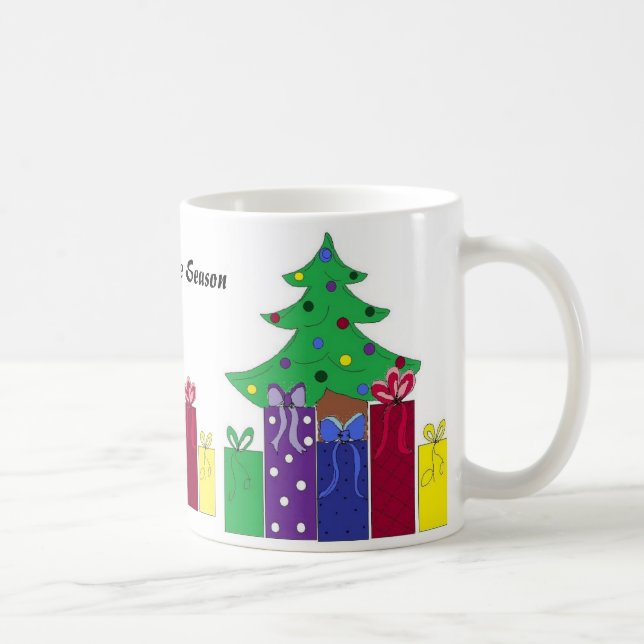 Caneca De Café Árvore de Natal com Presentes Envolvidos (Direita)