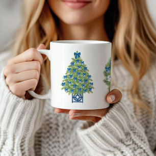 Caneca De Café Árvore de Natal da Chinoiserie e Terra