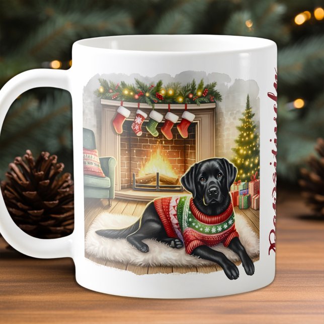 Caneca De Café Árvore de Natal de Cachorro Gelado Retriever (Criador carregado)
