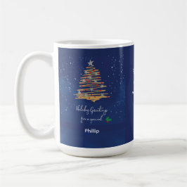 Caneca De Café Árvore de Natal de Férias de Obrigados de Saneamen