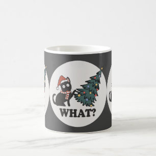 Caneca De Café Árvore de Natal de Gato Negro Santa Hera Engraçado