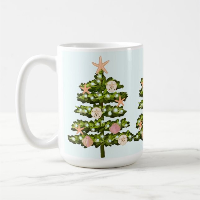 Caneca De Café Árvore de Natal de Seashell Costeira (Esquerda)