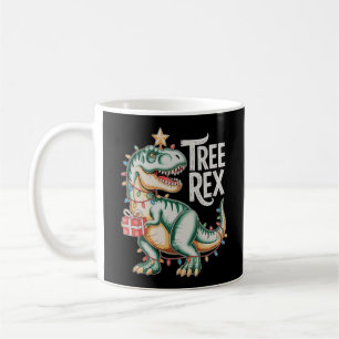 Caneca De Café Árvore de Natal Dinossauro T Rex Luzes de Natal Fé