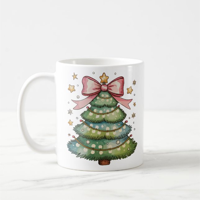 Caneca De Café Árvore de Natal do Arco Coquette Xmas Holiday Girl (Esquerda)