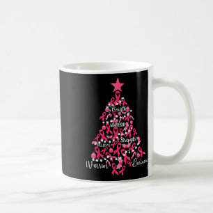 Caneca De Café Árvore de Natal do Câncer Laço Rosa Luta Conscient