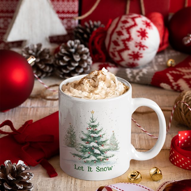Caneca De Café Árvore De Natal Do Tema De Natal Deixe-A Neve (Criador carregado)