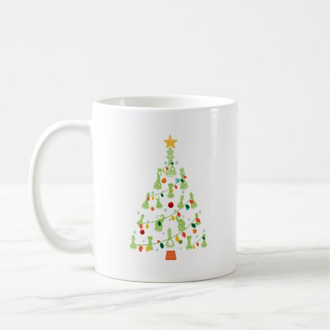 Caneca De Café Árvore de Natal do Xadrez - Descolagem do Rei Quee (Esquerda)