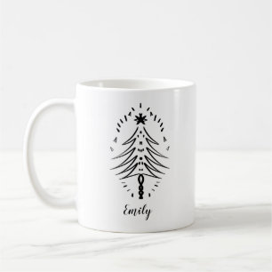Caneca De Café Árvore de Natal Doodles Arte Tinta Caprichosa de D