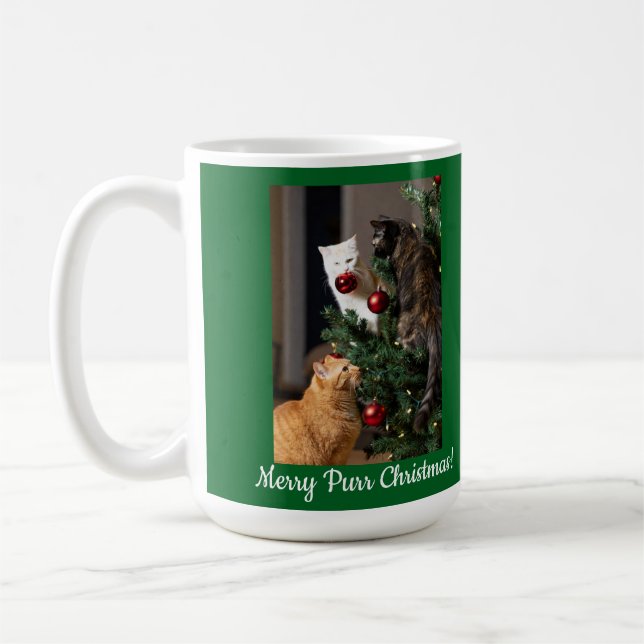 Caneca De Café Árvore de Natal dos Gatos, Nomes de Imagem Texto,  (Esquerda)