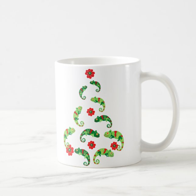 Caneca De Café Árvore de Natal dos Lagartos Verdes (Direita)