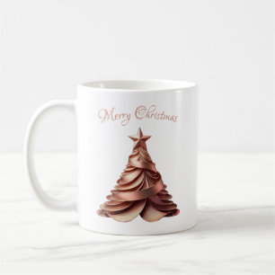 Caneca De Café Árvore de Natal Dourada do Elegante Moderno