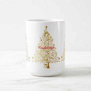Caneca De Café Árvore de Natal Dourada do rico Thunder_Cove