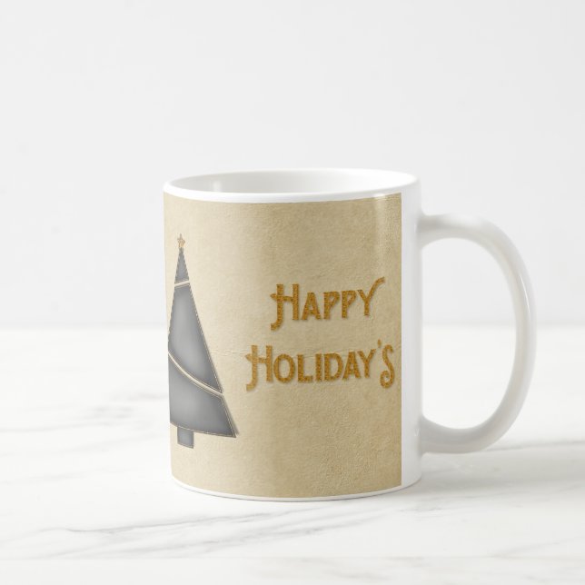 Caneca De Café Árvore de Natal Dourado preta boas festas (Direita)