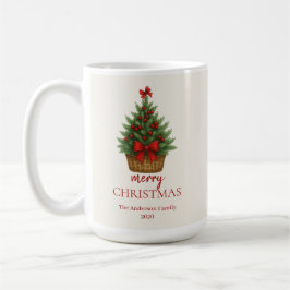 Caneca De Café Árvore de Natal Elegante – Fita Vermelha