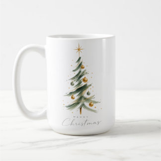 Caneca De Café Árvore de Natal em Aquarela Moderna