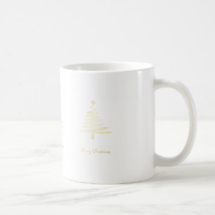 Caneca De Café Árvore de Natal em Ouro Moderno Férias 