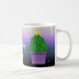 Caneca De Café Árvore de Natal em um Vaso Roxo