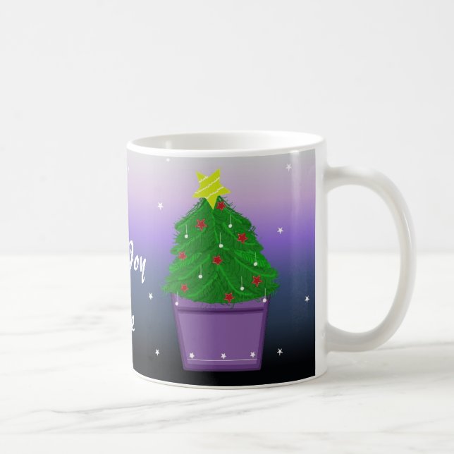 Caneca De Café Árvore de Natal em um Vaso Roxo (Direita)