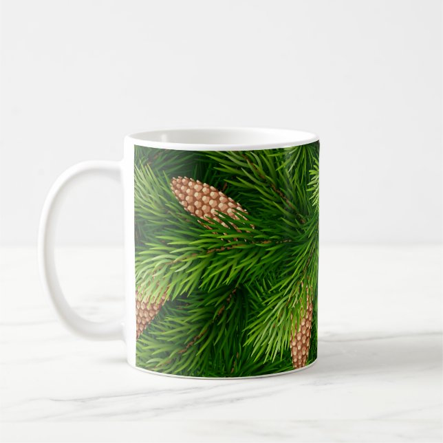 Caneca De Café Árvore de Natal Evergreen com Pine Cones (Esquerda)