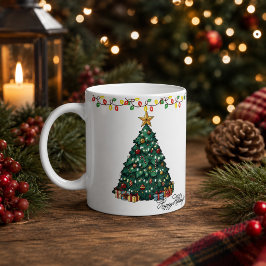 Caneca de Café Árvore de Natal Feliz Férias
