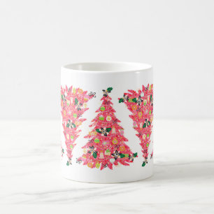 Caneca De Café árvore de natal festiva de cor brilhante moderna e