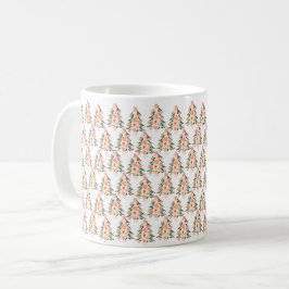 Caneca De Café árvore de natal festiva moderna de cor brilhante
