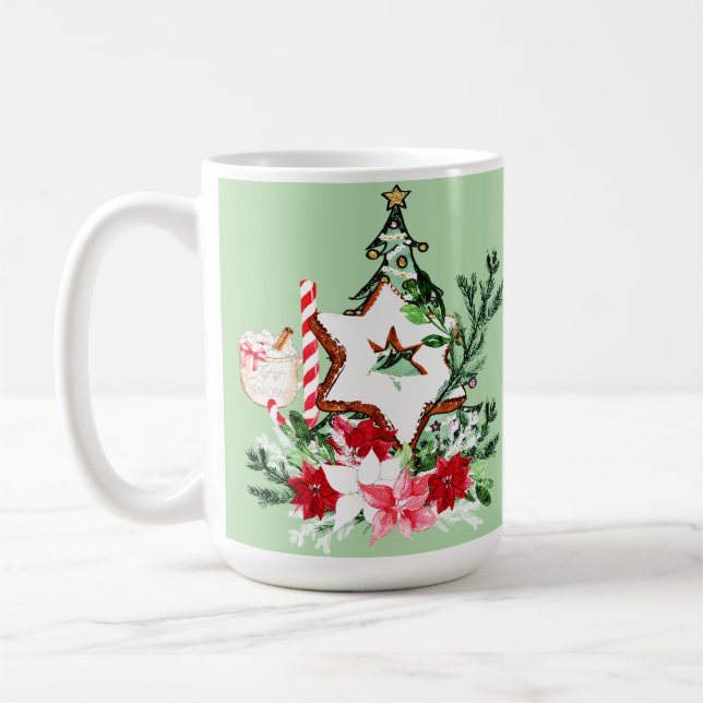 Caneca De Café Árvore de Natal Flores JOY Cana de Açúcar (Esquerda)