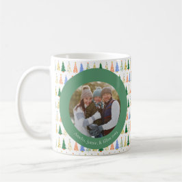 Caneca De Café Árvore de Natal Fofo Vermelho Verde Foto Personali