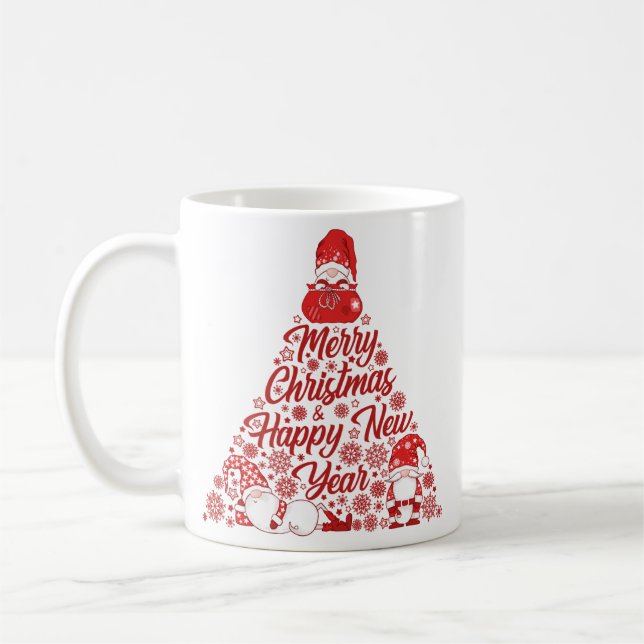 Caneca De Café Árvore de Natal Gnomo Feliz Natal (Esquerda)