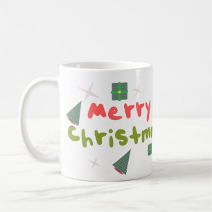 Caneca De Café Árvore de Natal Groovy Letras Balão