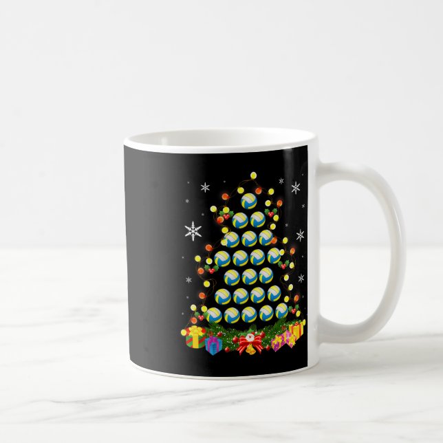 Caneca De Café Árvore de Natal Iluminando Bola de Voleibol Santa  (Direita)