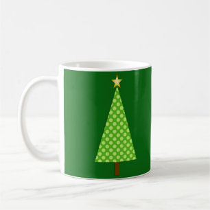 Caneca De Café Árvore de Natal Moderna da Bolinhas verde limão