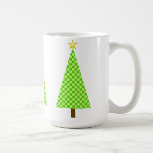 Caneca De Café Árvore de Natal moderna da bolinhas verde limão