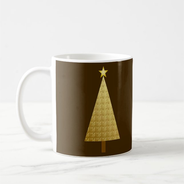 Caneca De Café Árvore de Natal Moderna Metálica Dourada (Esquerda)