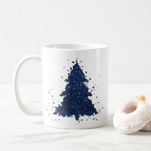 Caneca De Café Árvore de Natal Moody   Azul Marinho escuro clássi