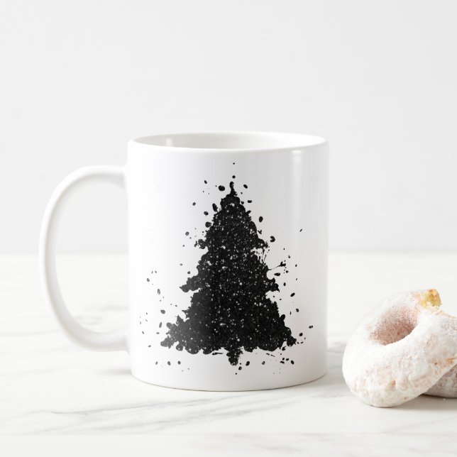 Caneca De Café Árvore de Natal Moody | Placa de Teal de Meia-Noit (Com Donut)