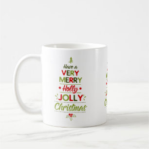 Caneca De Café Árvore de Natal Muito Alegre e Jolly Natal