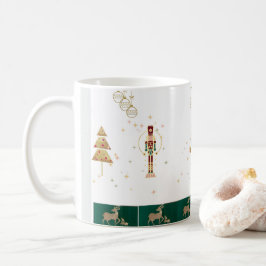 Caneca De Café Árvore de Natal, neve, papel de embrulho de veados