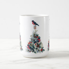 Caneca De Café Árvore de Natal Red Bullfinch