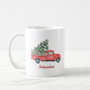 Caneca De Café Árvore de Natal Red Truck X'mas Name Mug